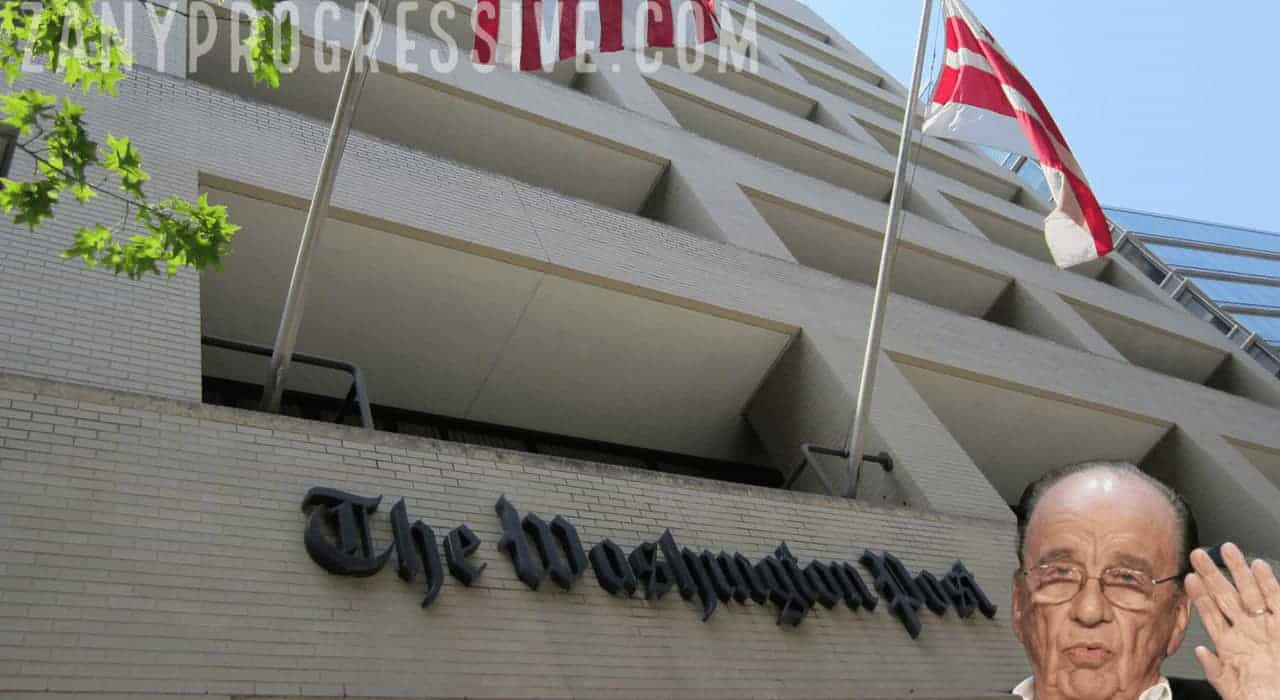 Rupert murdoch waves in front of the washington post’s building
