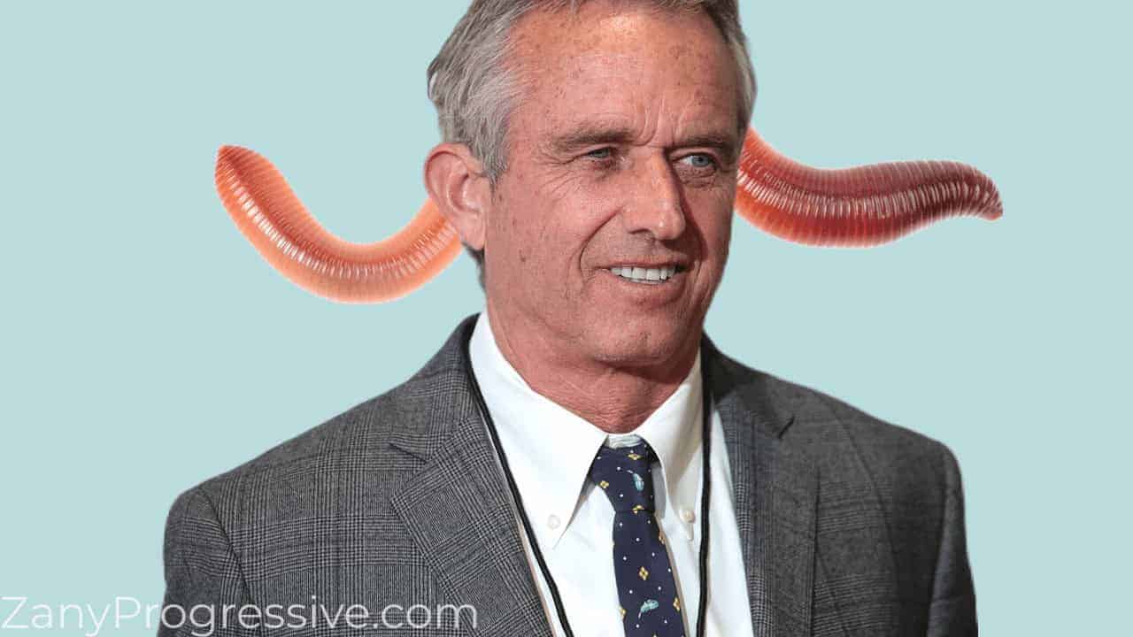 Rfk jr with a worm through his head