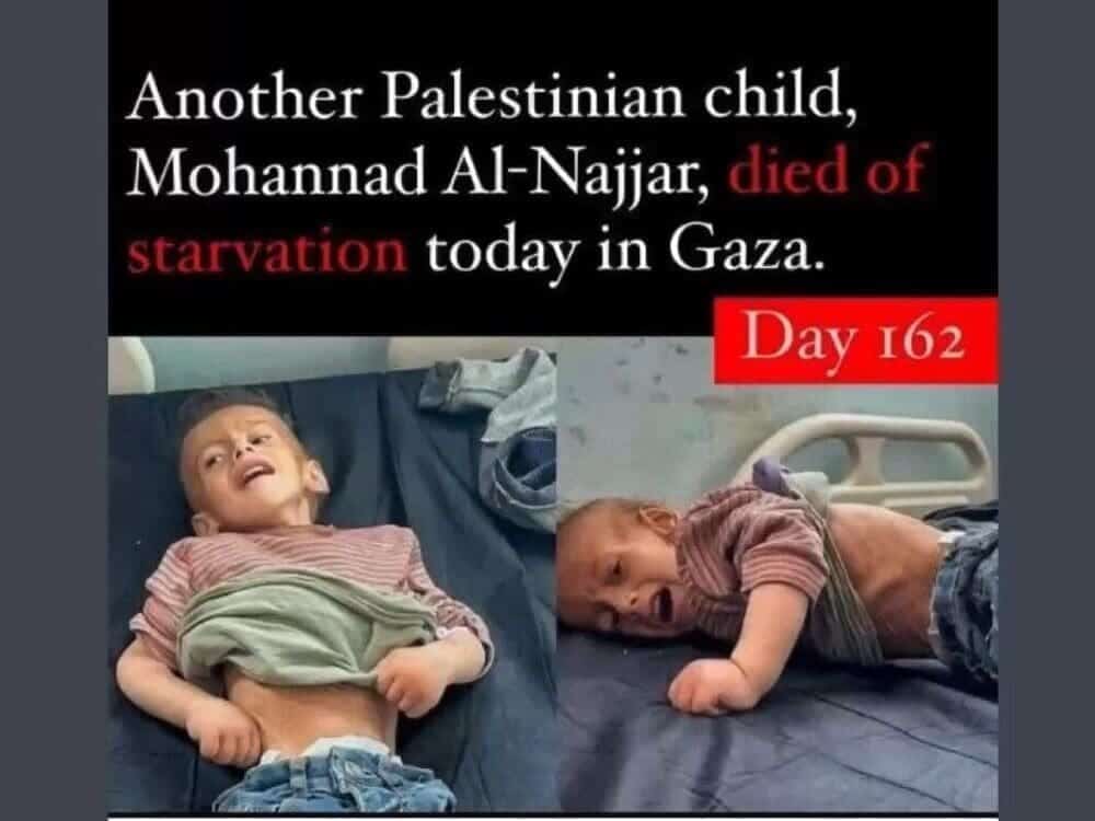 Child died of starvation in gaza