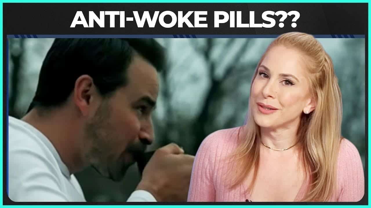 Ana kasparian with anti-woke and in background