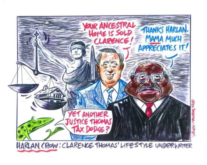 3 Countries That Are Doing Better Than Us Cartoon of harlan crow and clarence thomas