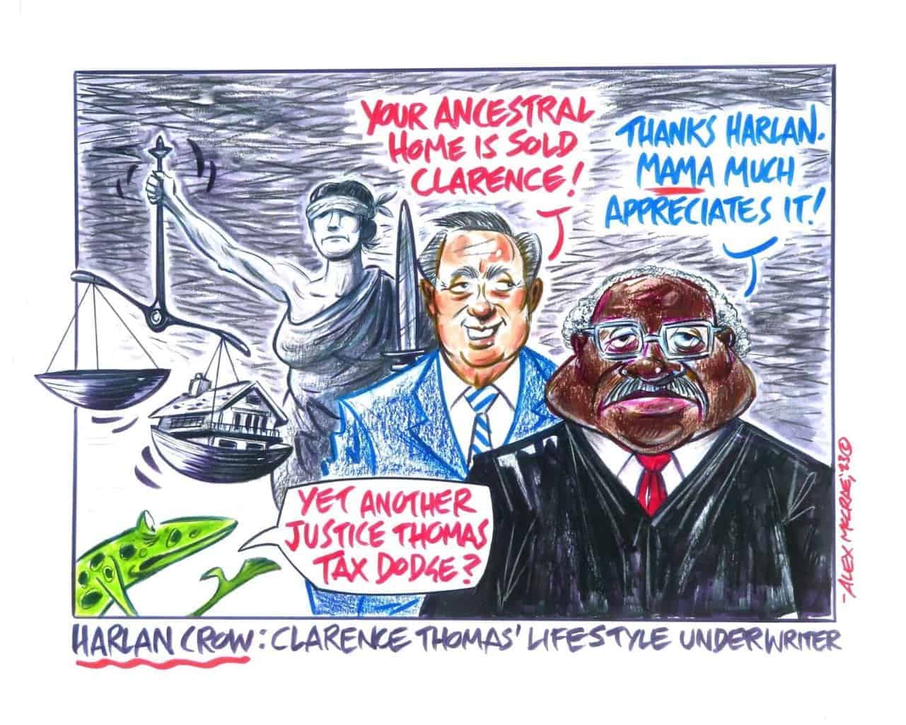 Cartoon of harlan crow and clarence thomas