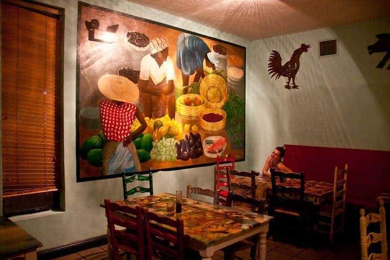 Inside of a haitian restaurant in miami