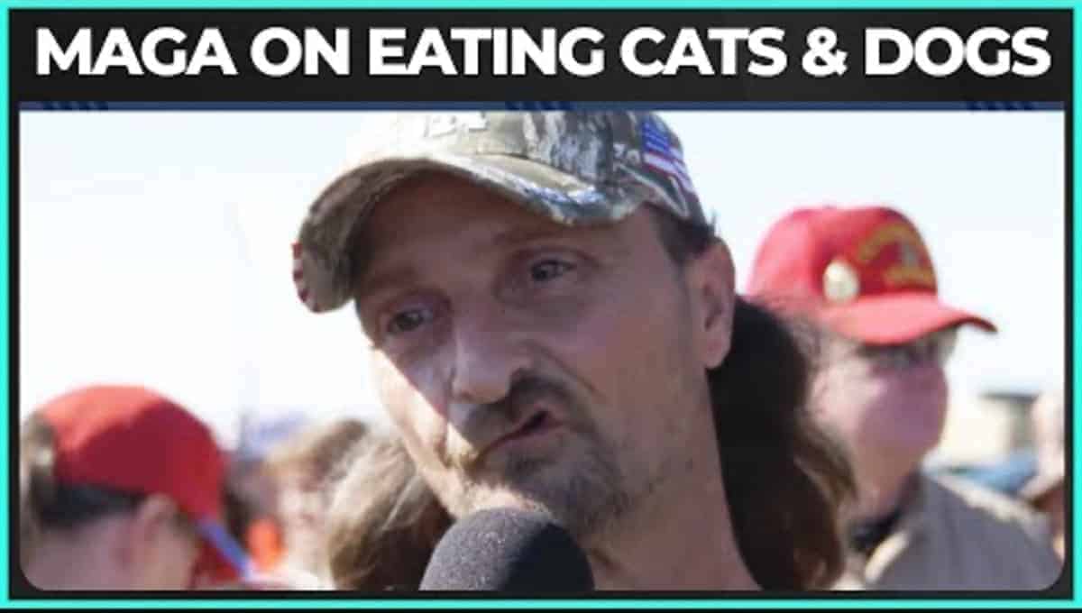 Trump supporter being interviewed at a rally in north carolina