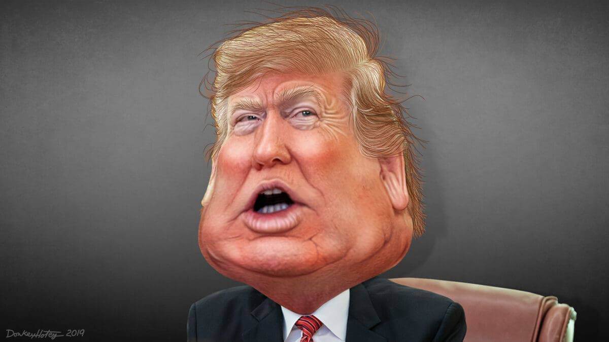 Caricature of donald trump speaking