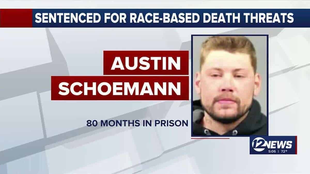 Screenshot from a news report showing the mugshot of the man charged.