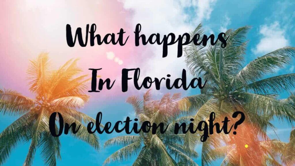 Florida graphic with photo looking up at palm trees with the sun shining