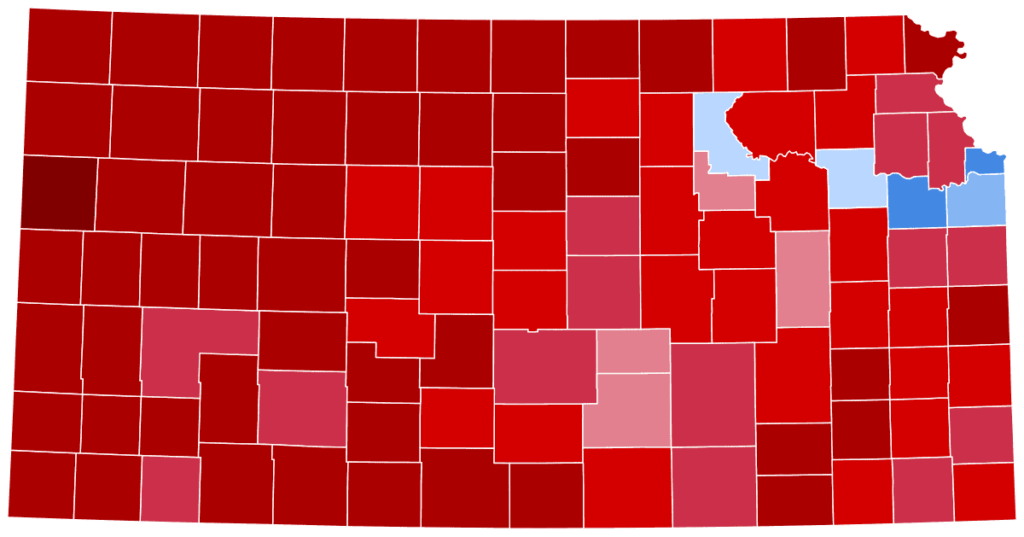 Kansas map of the 2024 presidential election results