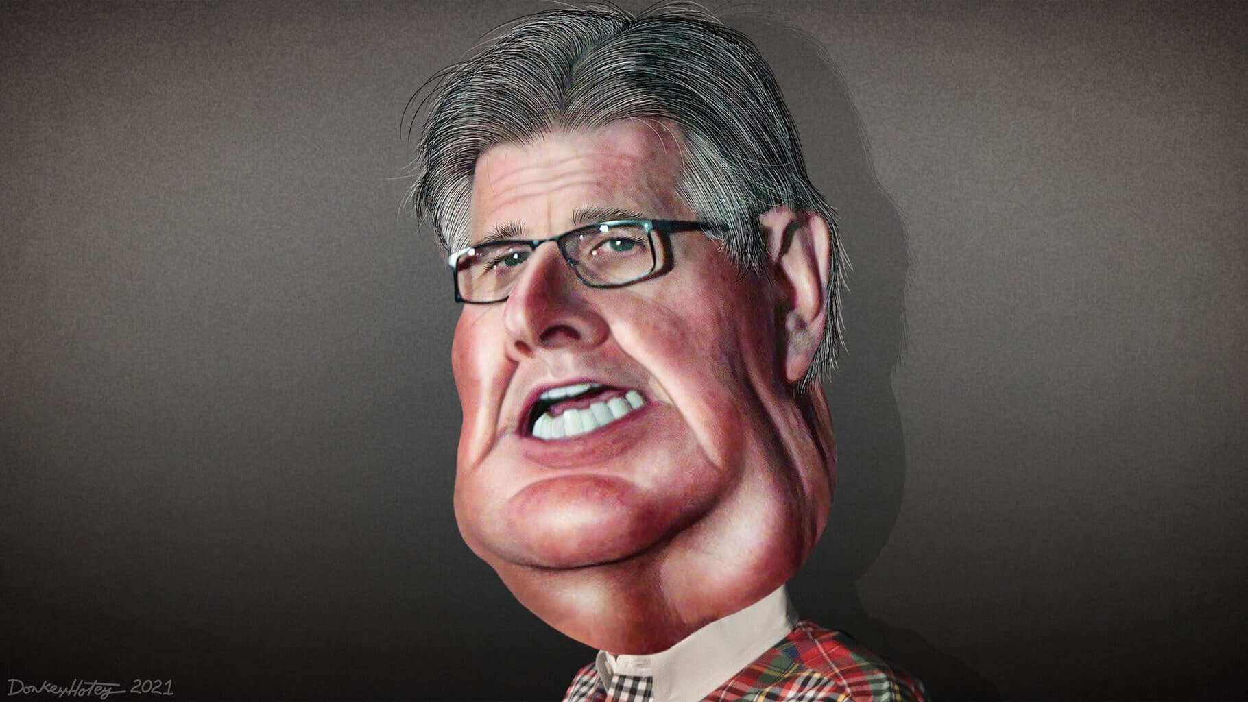 Caricature of lt. Governor of texas, dan patrick
