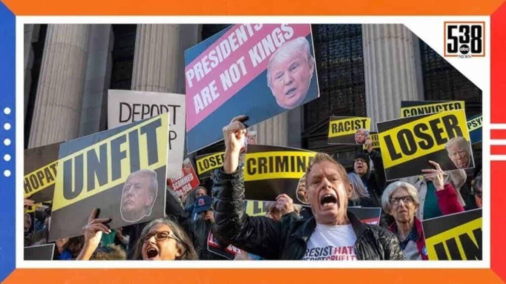 Protesters at the supreme court protesting the ruling on presidential immunity