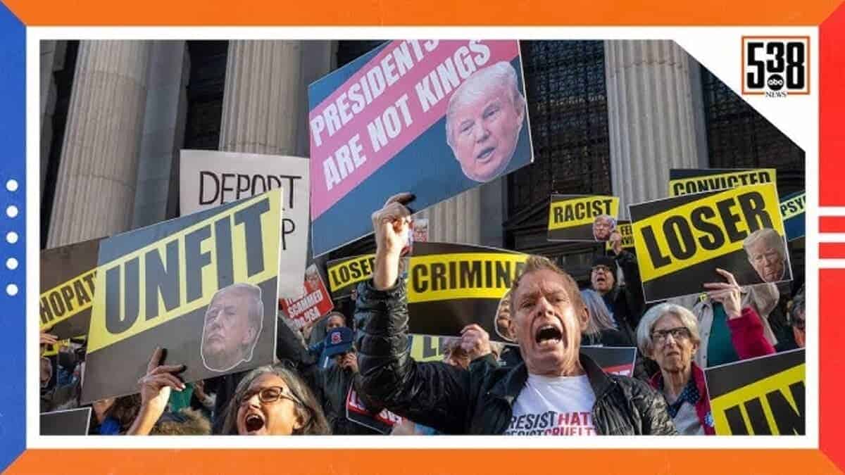 Protesters at the supreme court protesting the ruling on presidential immunity