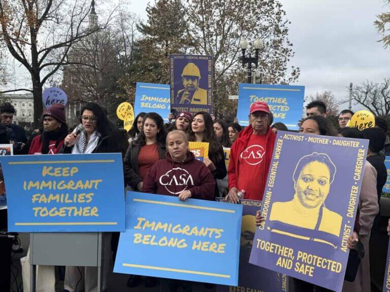 Michigan democratic rep. Rashida tlaib, left, speaks at a press conference hosted by immigrant youth, allies and advocates outside the u. S. Capitol in washington, d. C. , on tuesday, dec. 17, 2024.