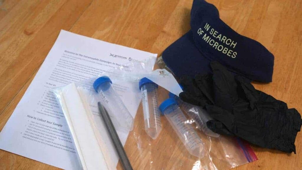 Extremophiles paperwork and test tubes on a table