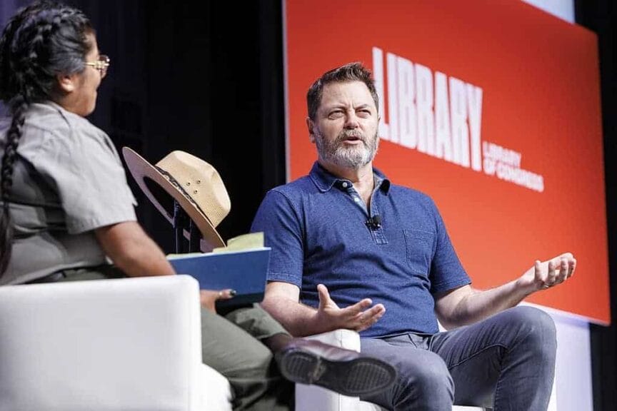 Nick-offerman Nrdc nick offerman discussing new book at book festival in 2022