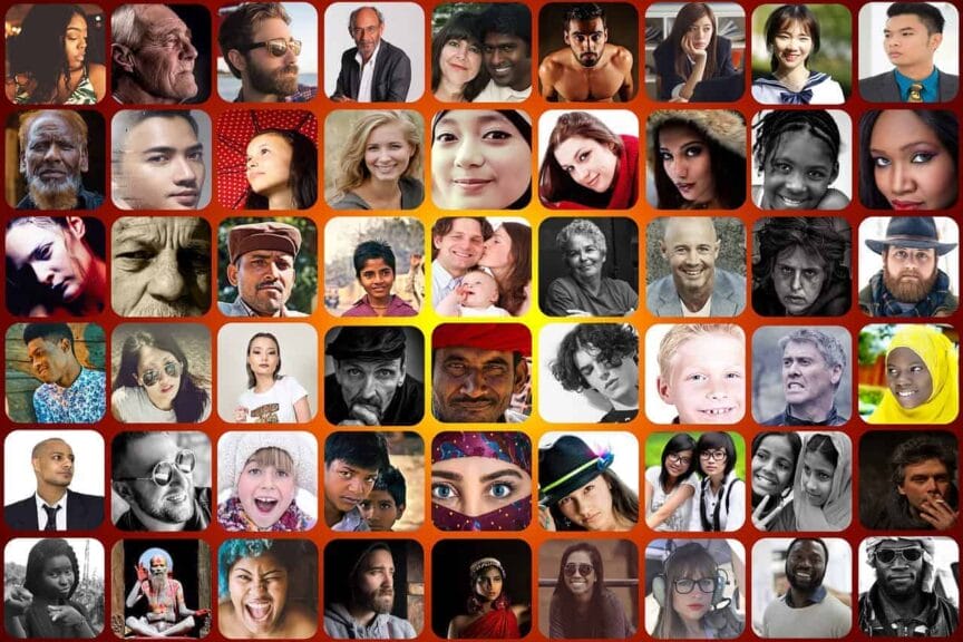 Deicollage of people showing diversity