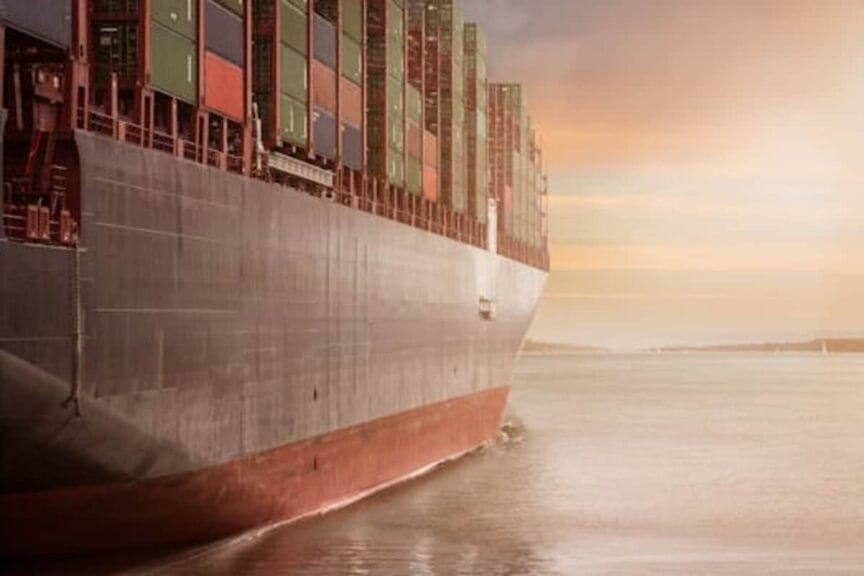 Ship loaded with shipping containers