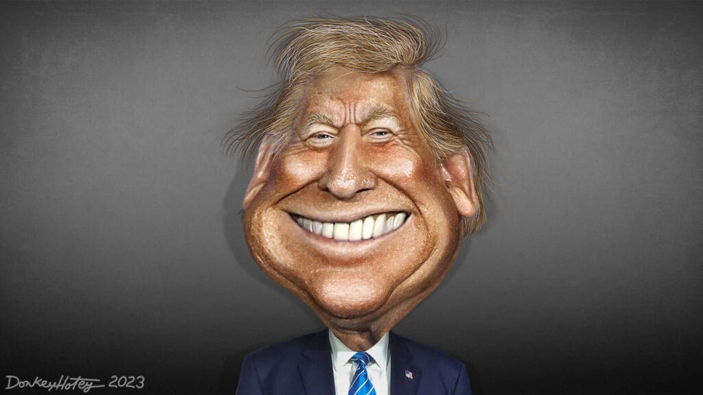 Caricature of donald trump smiling