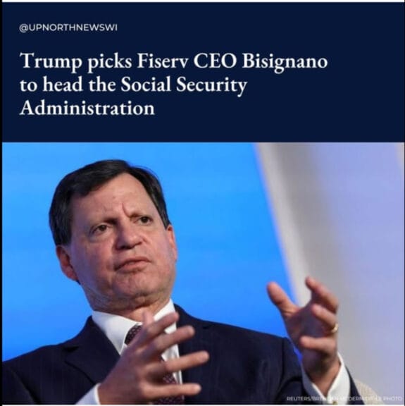 Frank bisignano in a news post on instagram