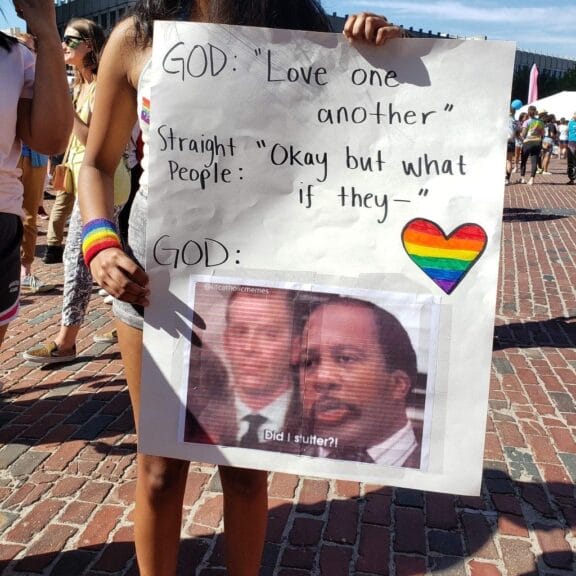 Same-Sex Marriage Under Attack By State Lawmakers Same-sex marriage protest sign