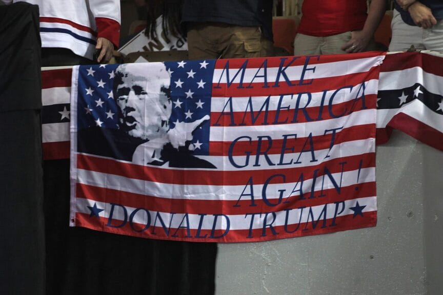 Signs of fascism or that democracy is being destroyed trump flag