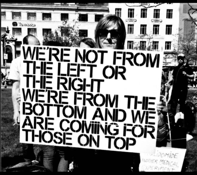 My favorite protest sign about looking up instead of left or right.