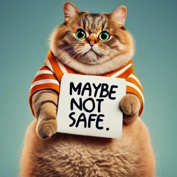 The Art Of Nodding While Internally Screaming: Dealing With Climate Change Denialists A fat orange cat in a striped sweater holding a sign about it not being safs