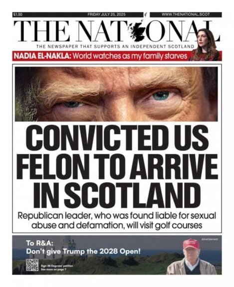 Trump Fleeces Taxpayers With Greasy Corrupt Scotland Golf Trip Trump’s scotland golf trip made the front page of the newspaper.