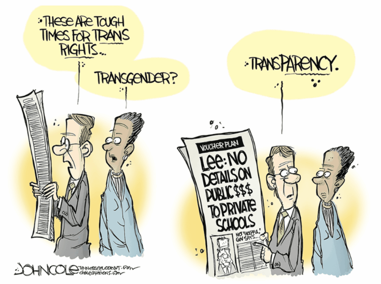 Political cartoon about transparency in tennessee