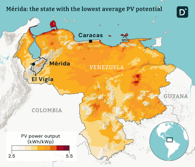 Map of merida where blackouts in venezuela are common.