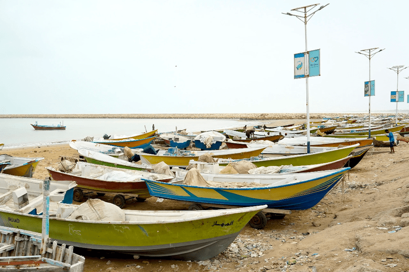 Pakistani fisher boats docked.