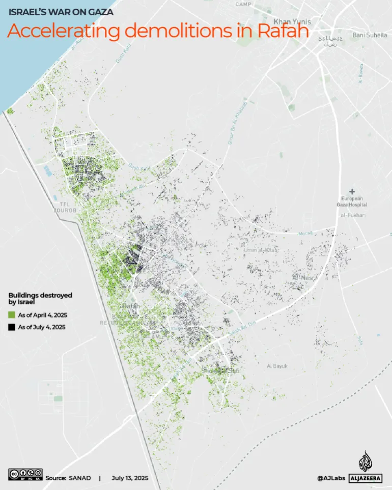 Israel’s Defense Minister Israel Katz Reveals Plan: Palestinians In ‘Concentration Camp’ Map showing the size of rafah compared to the entire gaza strip.