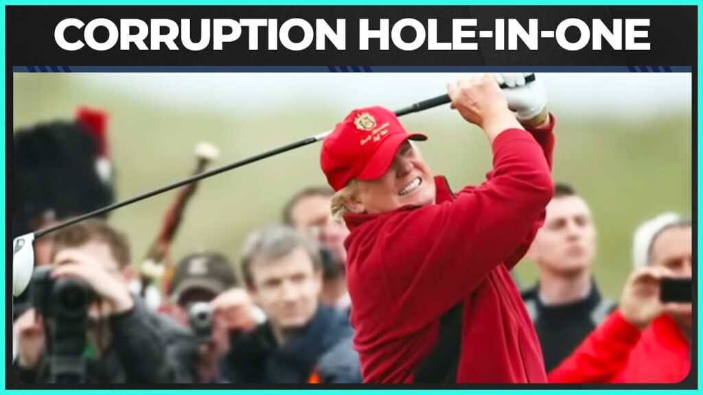 Trump playing golf on his scotland golf trip