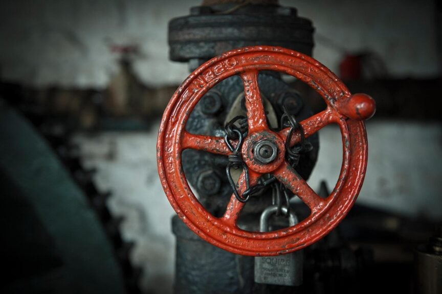 Valve on a water pipe. Lead pipes