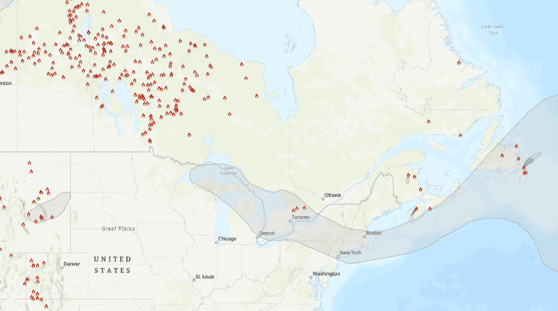 Clinicians Point Out Glaring Omission In Bergman Letter Calling For Action On Canadian Wildfires Map of wildfire locations